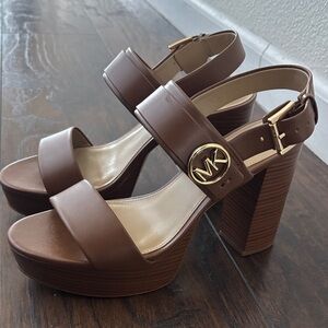 Michael Kors Tan Block Heel Sandals